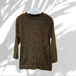 Black & Gold Knit Sweater with Shoulder Pads